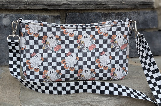 Checkered ghost crossbody with zipper