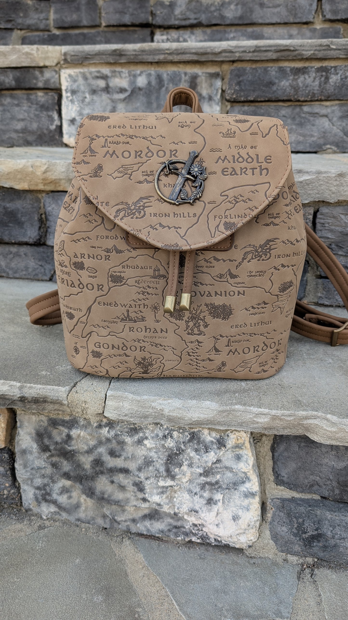 Mushroom Taupe Map Backpack